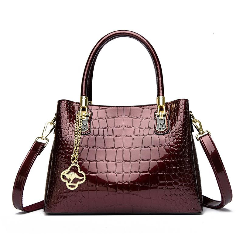 Retro Women's Bag Single-shoulder Crossbody Bag Patent Leather Shiny Women's Handbag