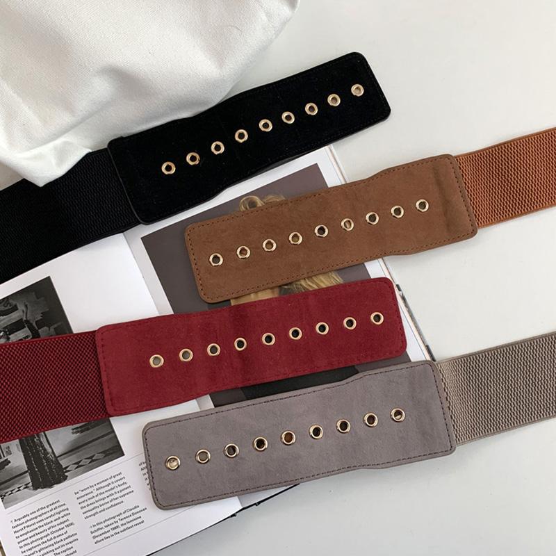 Fashion Suede Women Belt Slim Elastic Wide Belt Square Buckle Waistband Female Ladies Dress Coat Decoration Straps Cummerbund