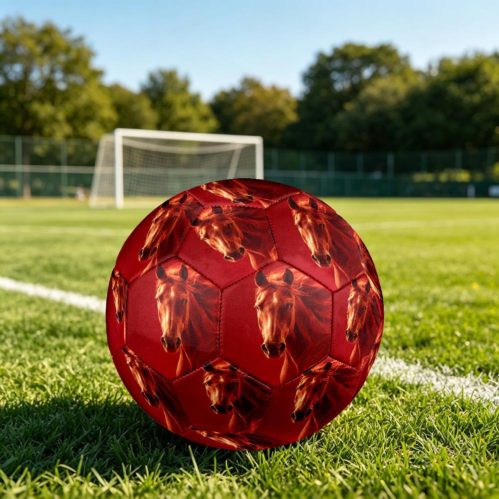 1pc Horse Motion Theme Soccer Ball Football, Size 5, Lightweight PVC, Outdoor Training Soccer Ball,Gift c6536 Size 5