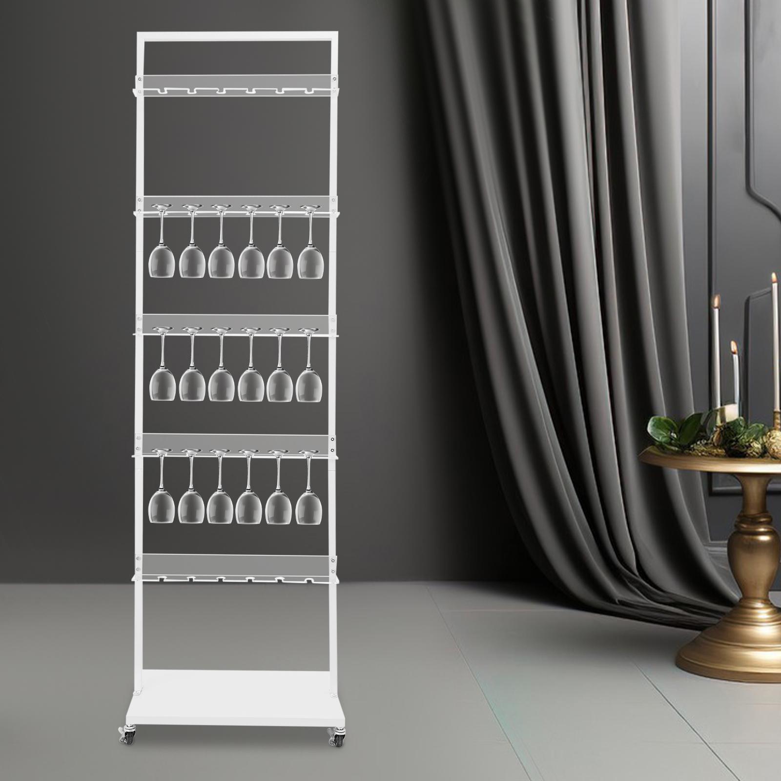 

5-ярусная акриловая башня для шампанского, стойка для демонстрации 30 бокалов на ножках с колесами, белый органайзер для бокалов для шампанского, барная полка для хранения белый