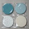 4PCS Hand Woven Circular Cotton Dining Table Placemat Coaster Kitchen Accessories Mat Cup Solid Color Coffee Drink Pad