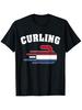 Streetwear Funny Curling Sports Letter Design Graphic Men's and Women T Shirt Tee Oversize Y2K