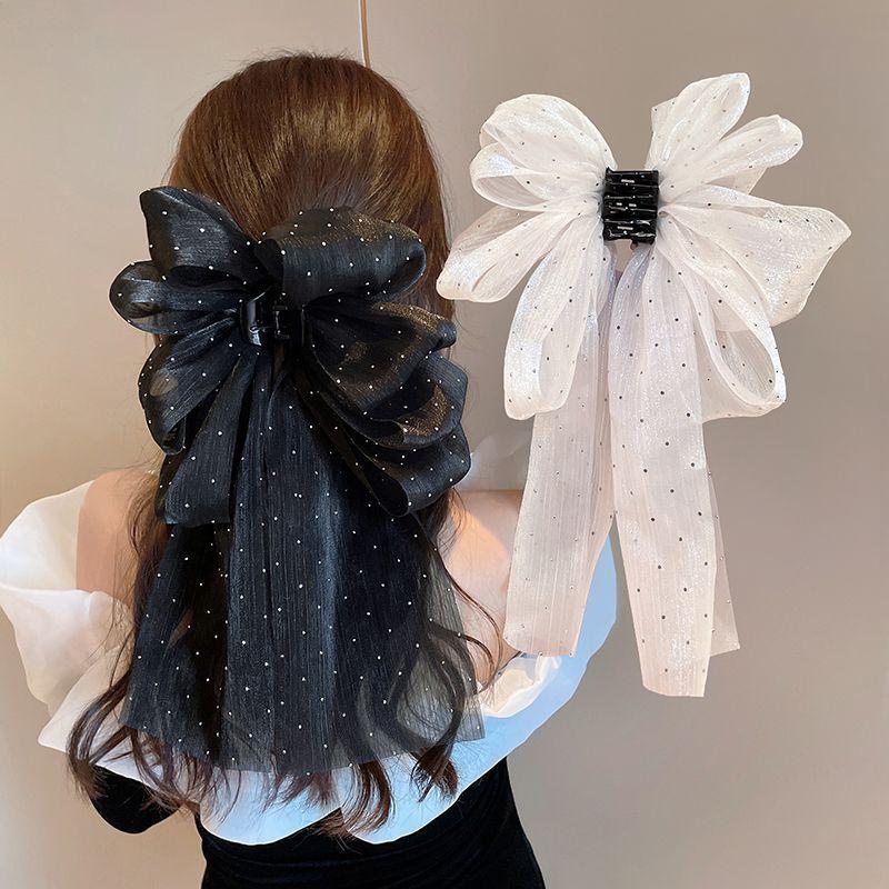 Elegant Hair Accessories with Oversized Tassel Net Yarn Butterfly Bow Hair Clip for Women