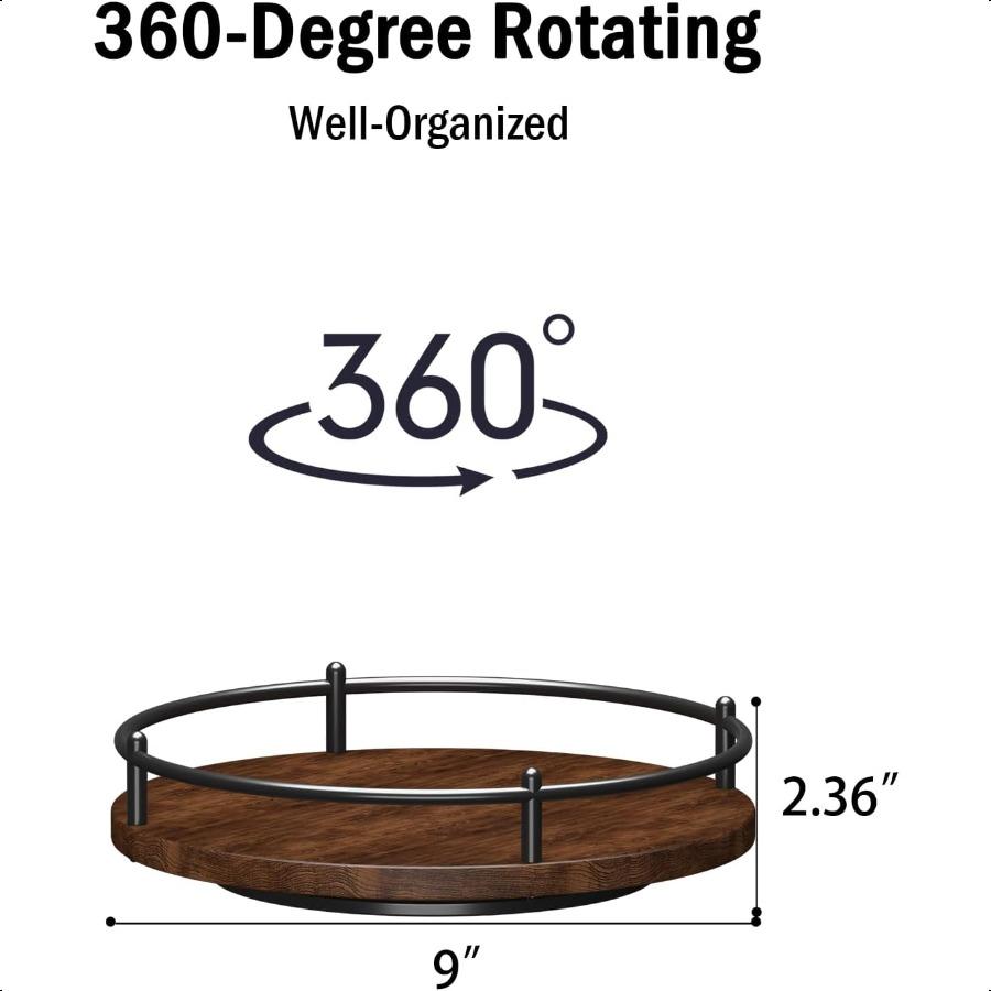 

Органайзер 9-дюймовая вращающаяся подставка для специй для кухонной столешницы Круглая деревянная вращающаяся подставка-держатель для шкафа Обеденного стола Шкафа Ст United States
