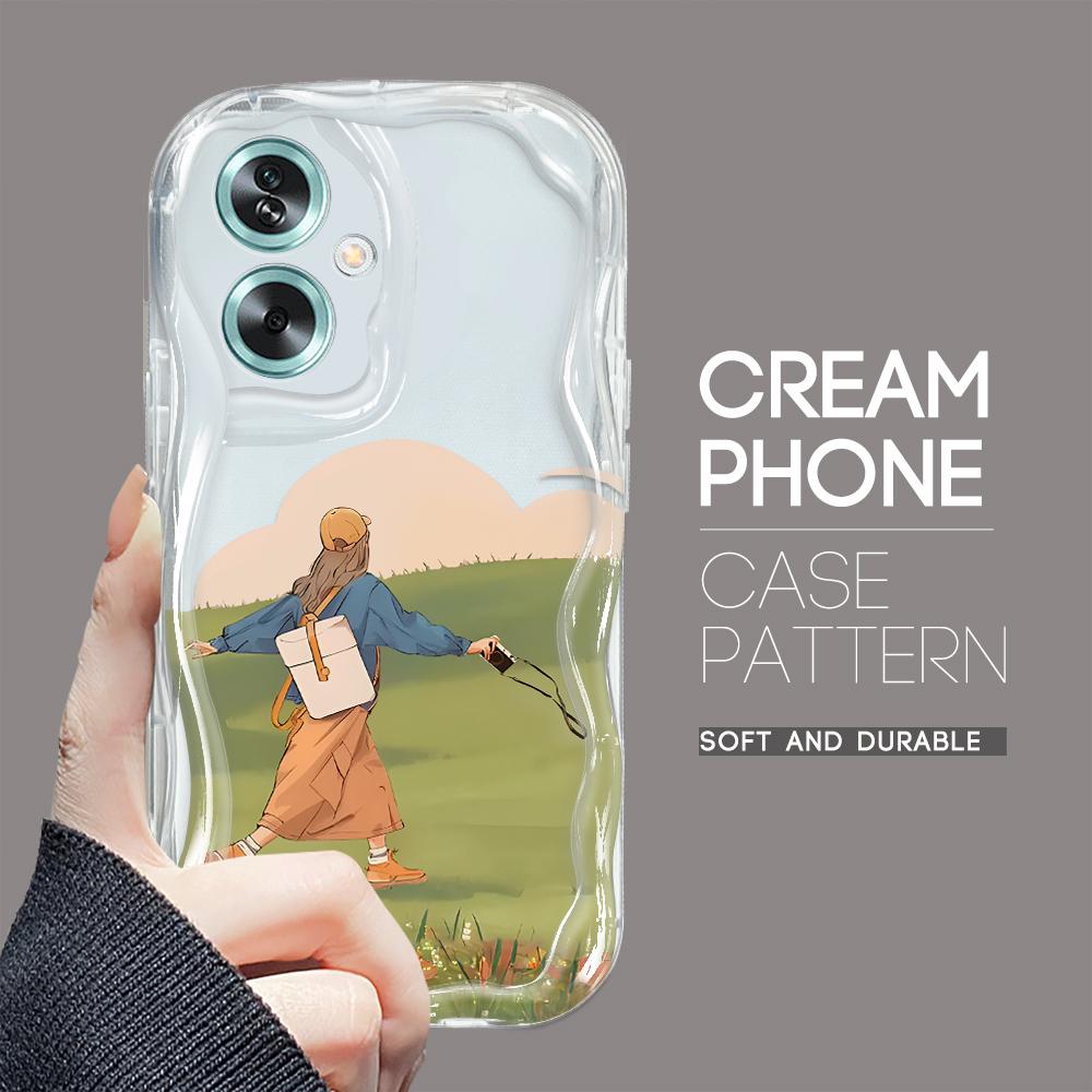 

Милый мультяшный узор, кремовая текстура, мягкий силиконовый чехол с волнистыми краями, чехол для телефона для OPPO Reno Realme Realme 12 Plus 5G прозрачный