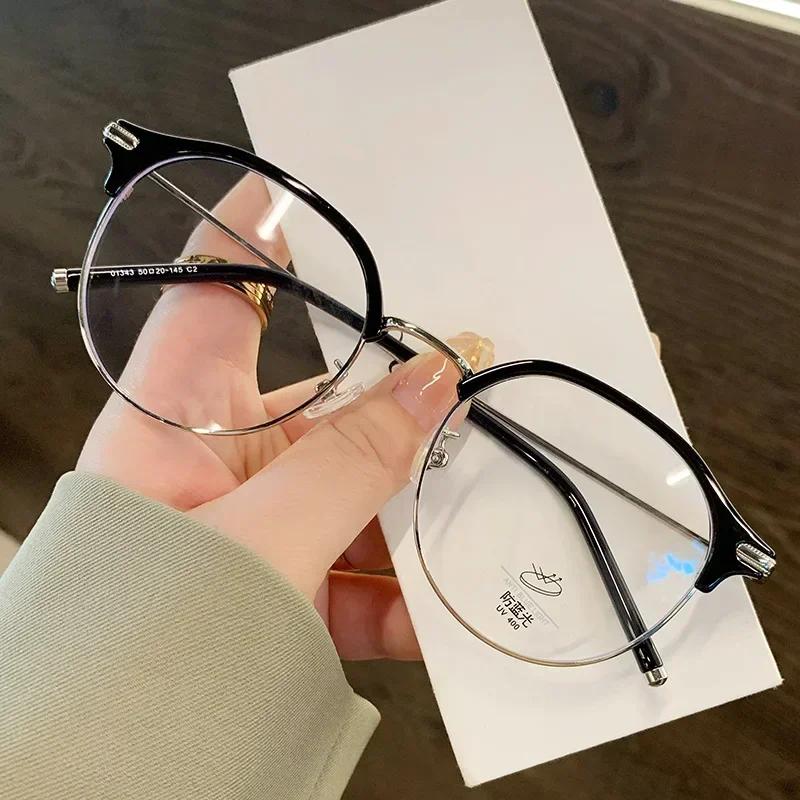 Latest Anti-Blue Light Computer Glasses Luxury Unisex Round Frame Eyeglasses Metal Plain Optical Spectacle Eyeglasses 0