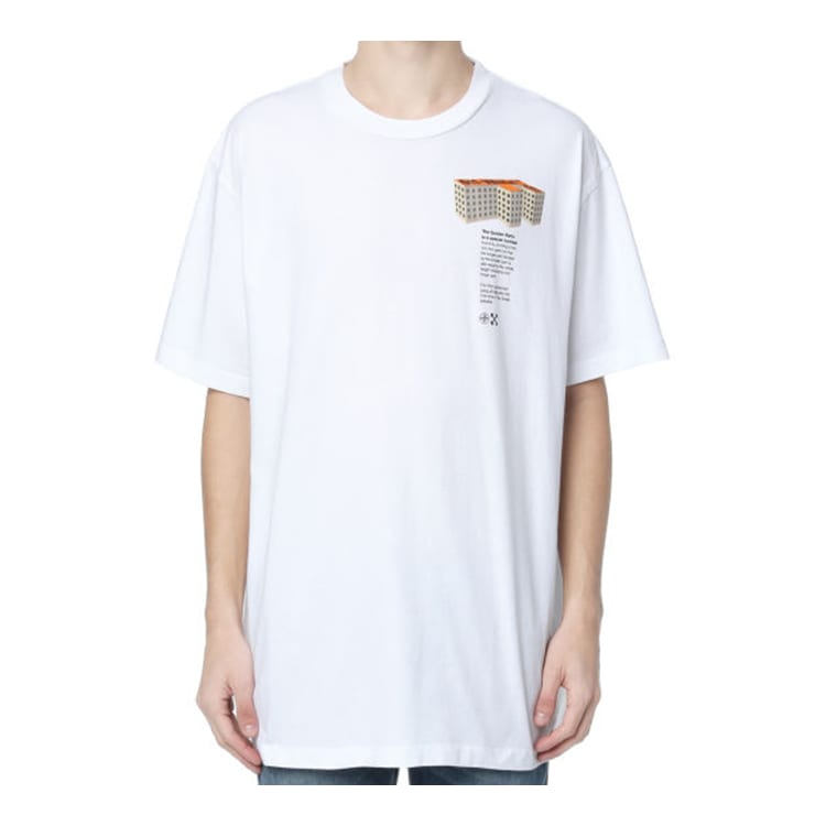 OFF WHITE SS20 T Shirts Men's White Crew Neck Moderate Straight Fit OMAA038R201850070188