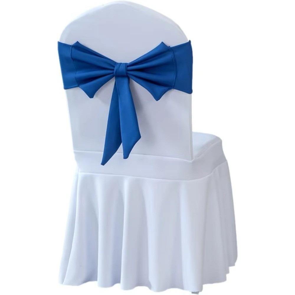 Spandex Chair Sash Ready Made Satin Ribbon Bows Chair Bands  Wedding Banquet Events Decoration