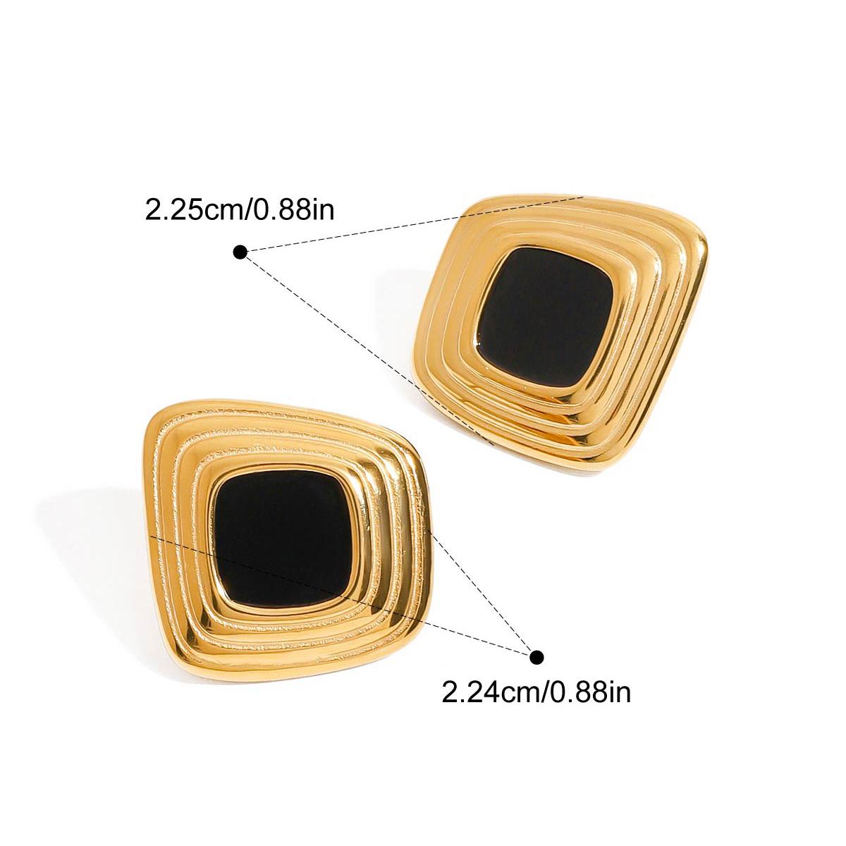 

Yori Geometric Square Black Gold Earrings Ring Set 18K Gold Plated Stainless Steel Resin Jewelry Modern Minimalist
