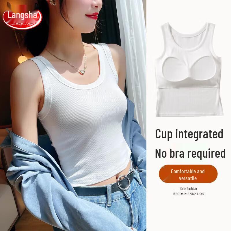 Women s Ribbed Camisole with Built-in Bra L