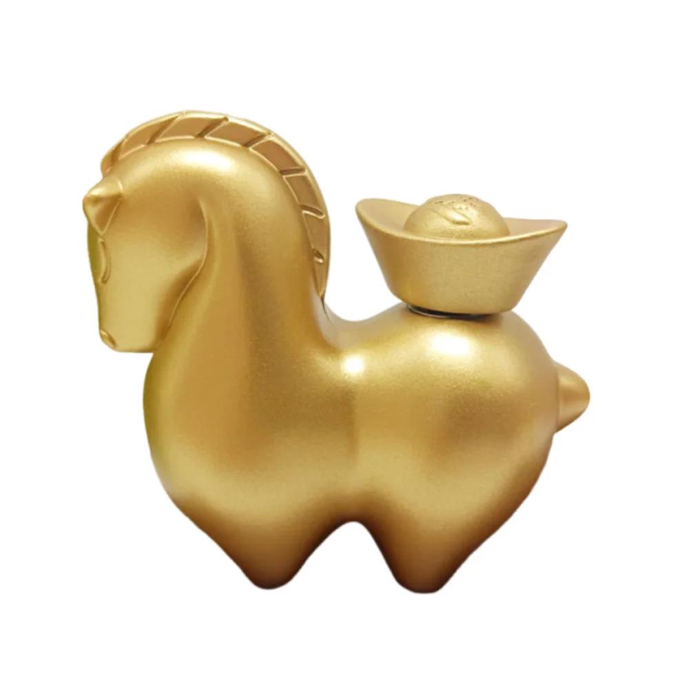 Chinese Style Rotating Ingots Horse Statue Realistic Gold Zodiac Horse Figurines Good Luck Portable Running Horse Ornaments