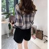 Retro Hong Kong Style Women's Plaid Long Sleeve Loose Shirt, 2022 Spring Korean Design Trend