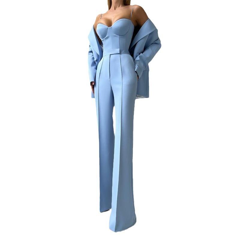 Europe and the United States Cross-border Amazon Autumn Temperament Fashion Commuter Suit Suit Bra Pants Jacket Three-piece Set
