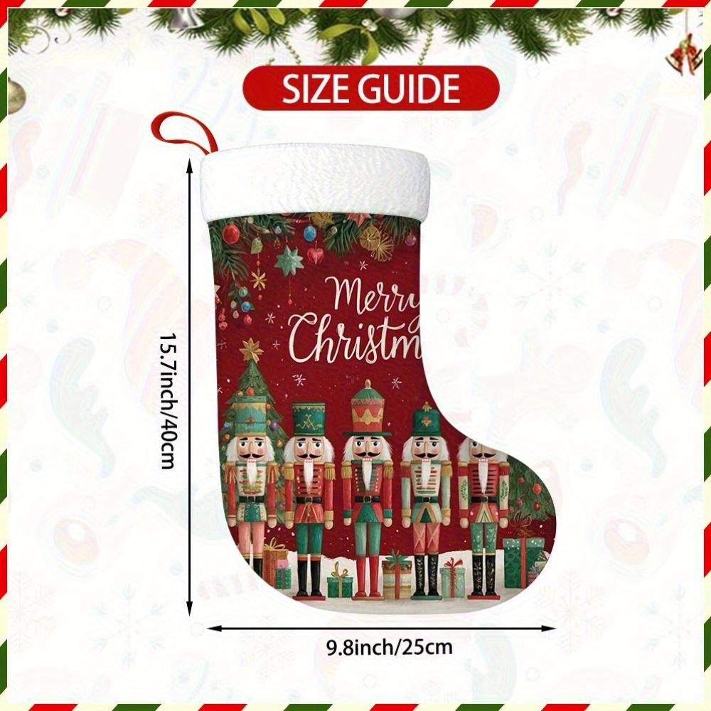 Christmas decoration fireplace hanging stocking1pc Festive Nutcracker Christmas Stocking - Soft Plush Hanging