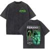 Rapper Feid Ferxxo World Tour  Vintage Washed Tee Shirt Mens Rock Hip Hop Gothic Short Sleeve Tshirts Men Women Streetwear