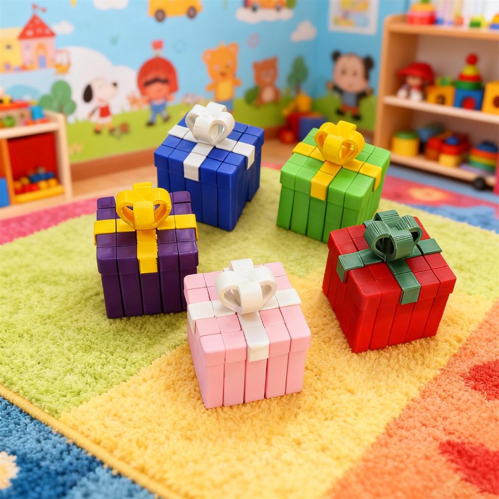 3D Printed Toy Christmas Decompression Gift Box Sensory Model Ornament Movable Stress Relief Stacking Toy