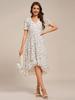Ever-Pretty Women's Short Sleeve V-Neck Ruffled Floral Asymmetrical Midi Wedding Guest Dress