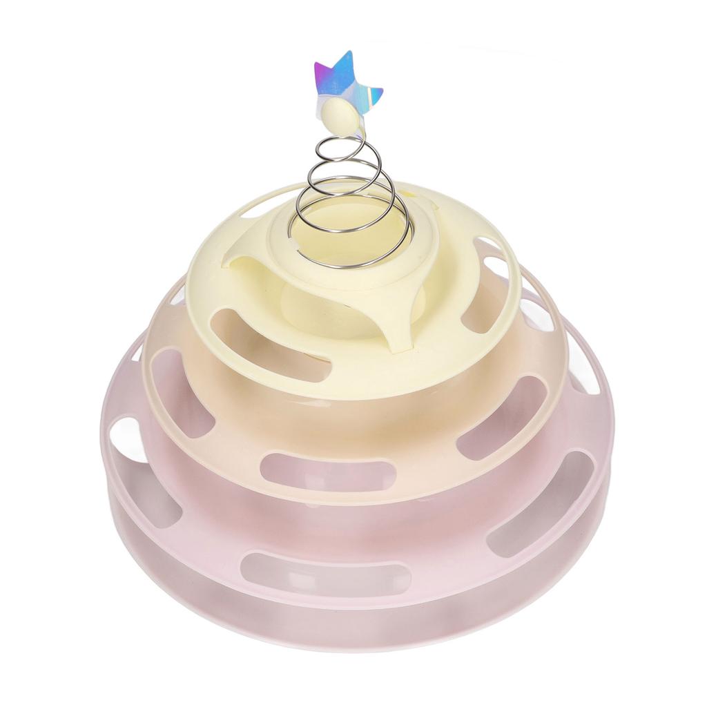 Cat Turntable Toy Relieve Boredom Interactive 4 Level Turntable Cat Toy Balls with Spring Star for Kitten Supplies