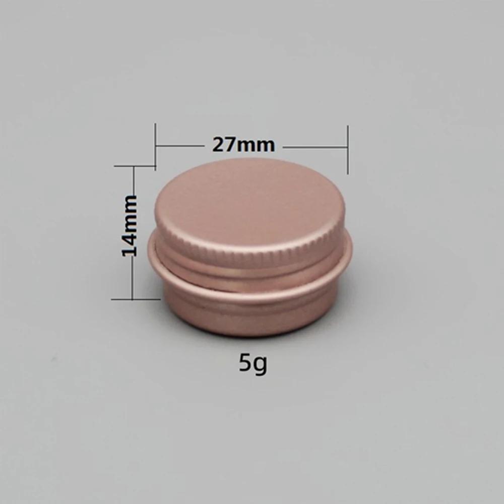 1/11/11/11/11/11/61g Rose Gold Round Empty Aluminum Box Lids Silvery Tin Cans Round Metal Box Empty Ceam Jar Cosmetic Containers