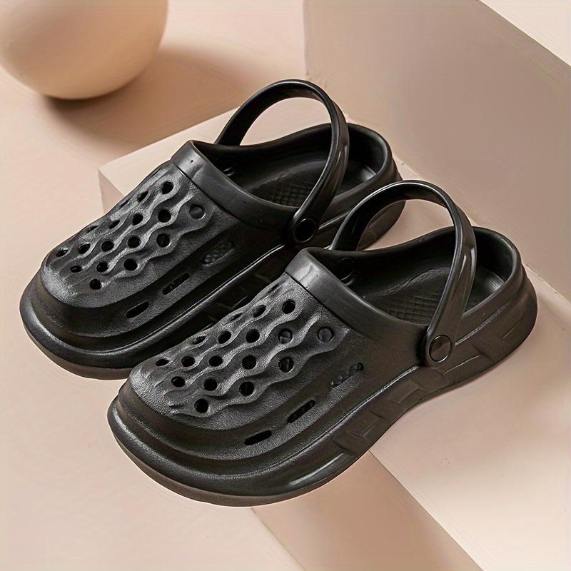 Solid Color Trendy Slippers, Soft Sole Platform Closed Toe Two-way Wear Garden Slippers, Non-slip Summer Beach Slides