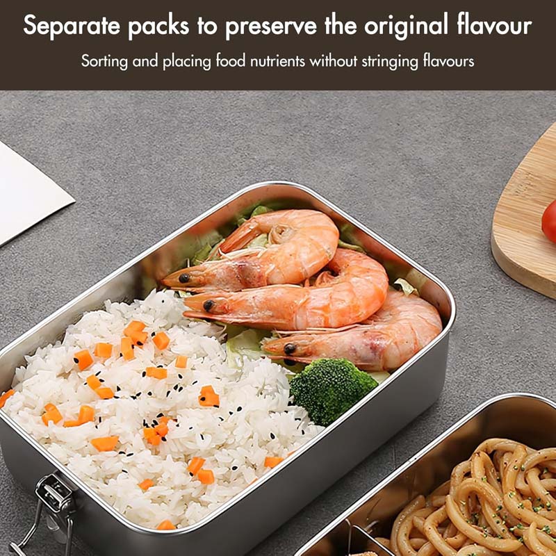 Stainless Steel Portable Lunch Box Bento Food Container Seal School Lunchbox
