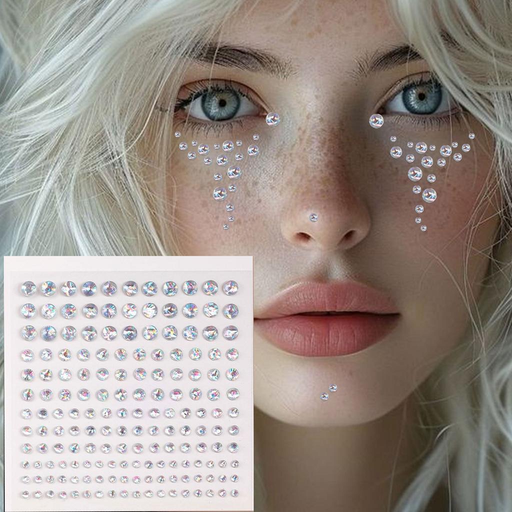 Facial Makeup Sticker 2 Sheet sticker lady Face Sticker 165Pcs/Sheet Rhinestone diamond sticker  Accessories
