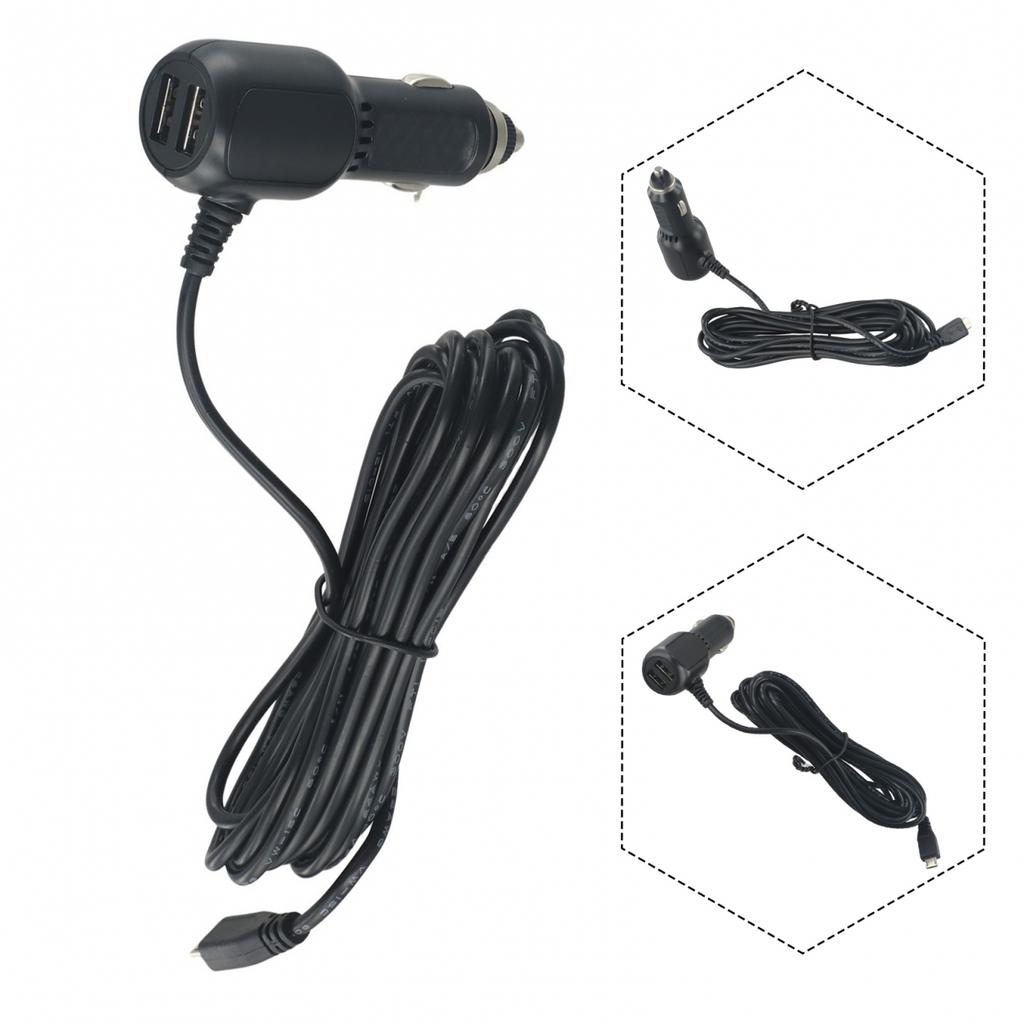 High Quality Dual Port Car Charger and 11 5ft Cable for Dash Cams