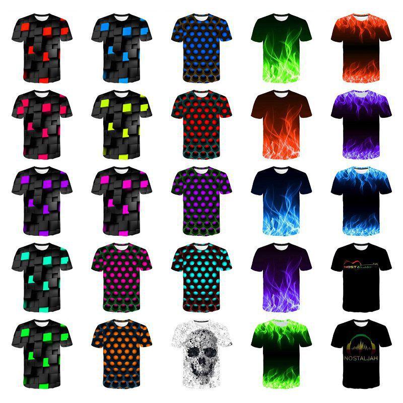 3d Print T-shirt Flame Hypnosis Colorful Print Casual Short Sleeve Top For Stylish Comfort