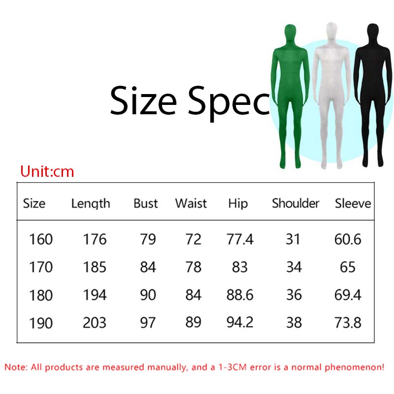 Black Zentai Bodysuit for Men Women Halloween Carnival Skin Tight Suit Spandex Stretch Disappearing Cosplay Jumpsuit