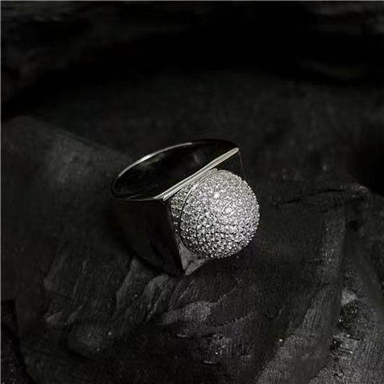 

Wu Lin Italian White Zircon Semicircle Planet Ring Adjustable Opening