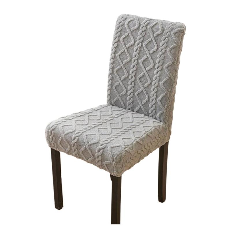 Thicken Plushes Dining Chair Cover Jacquard Stretch Chair Seats Slipcovers Soft Warm Chairs Covers for Kitchen Living Room