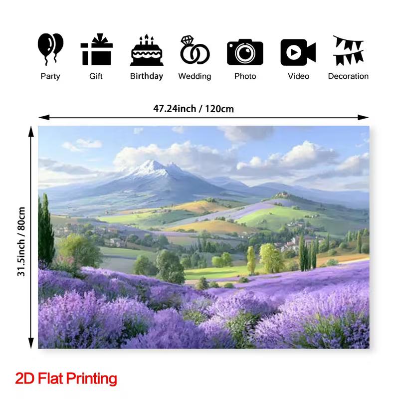 2D Provence Lavender Photography Backdrop Mountain Landscape Background