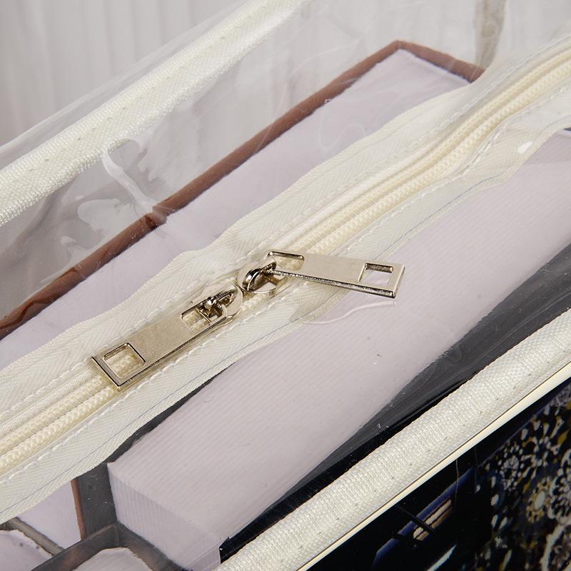 Custom Printed PVC Transparent Tote Bag with Logo - Large Capacity Waterproof Toiletry Bag for Swimming and Fitness.