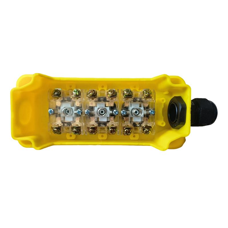 Yellow Three Push Button Control Box For Tail Lift Winch Windlass Industrial Lift