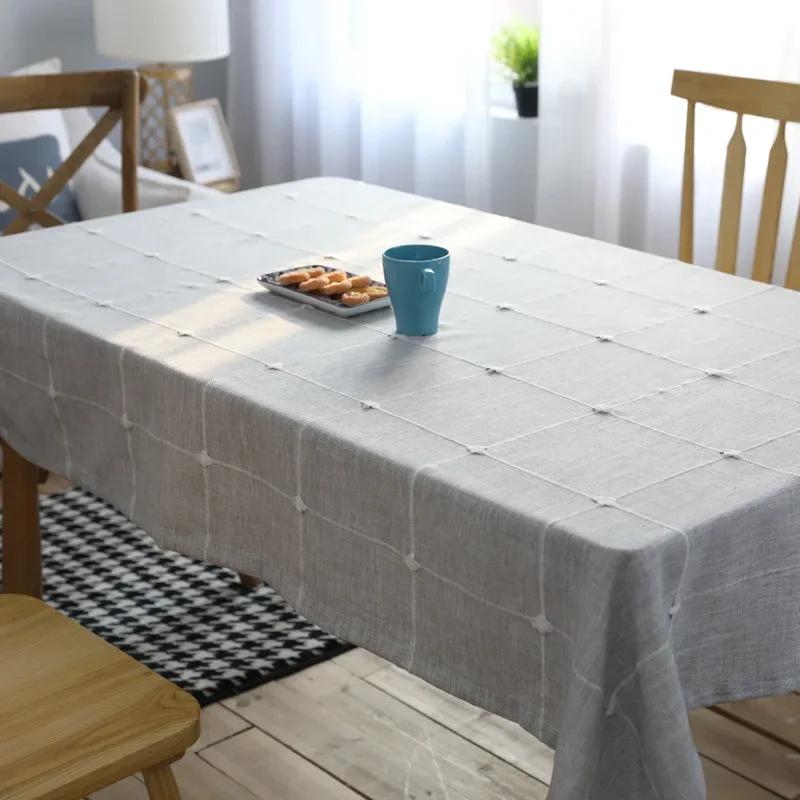 Tablecloth Cotton Linen Stripe Resistant Dust-Proof Soft Table Cover for Kitchen Dinning Wedding Tabletop Decoration Rectangular