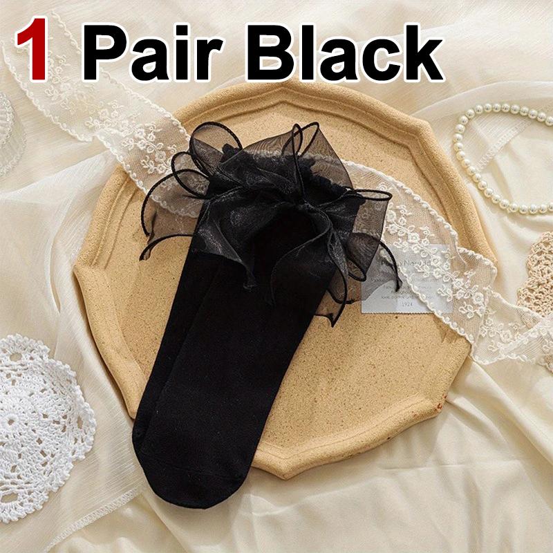

1/3 New Versatile Lolita Anti-slip Princess Socks, Bow Socks, Jk Lace, Summer Japanese-style Fairy Mid-calf One Size