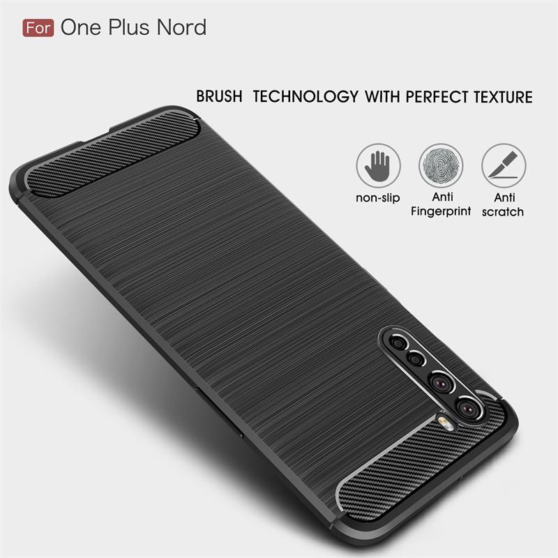 Oneplus Nord AC2003 Case Carbon Fiber Protection Armor Soft Silicone TPU Back Cover Phone Case for Oneplus Nord AC2001 Coque