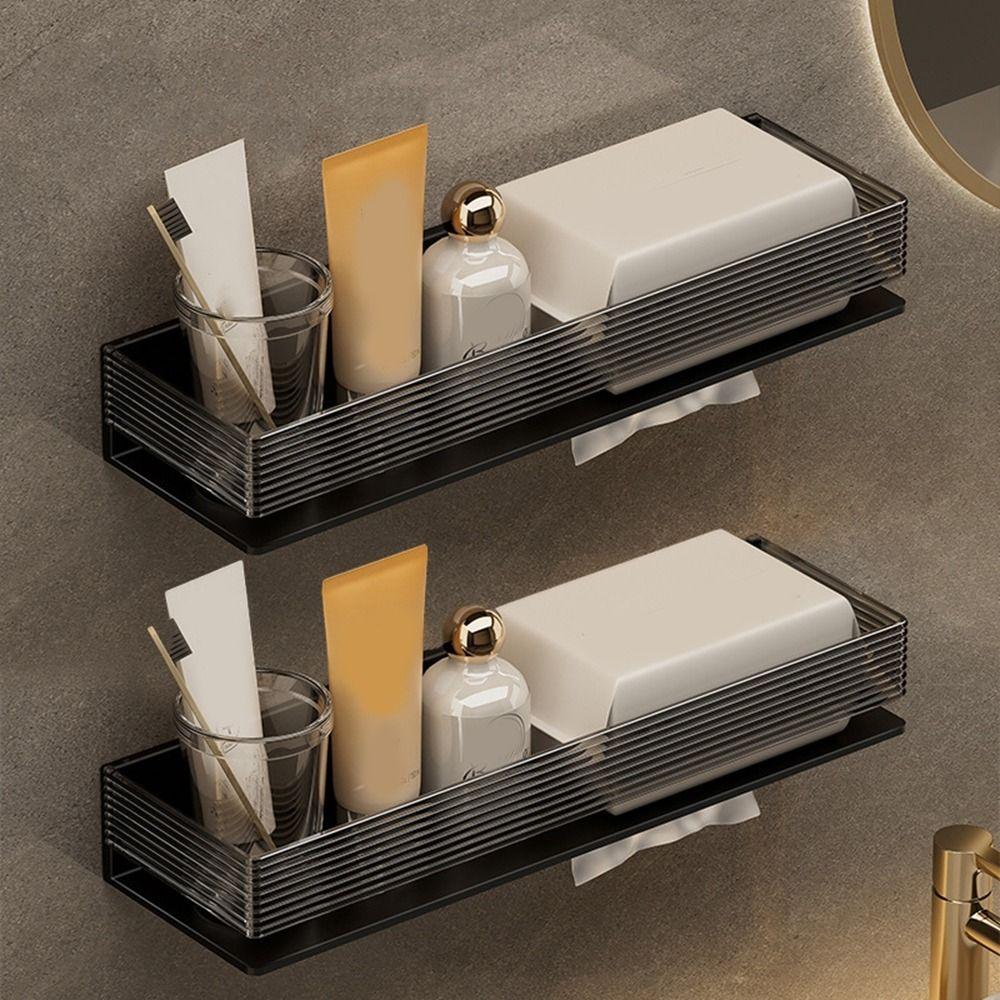 Wall Mounted Bathroom Storage Shelf Free Punch Shampoo Storage Rack Bathroom Accessories