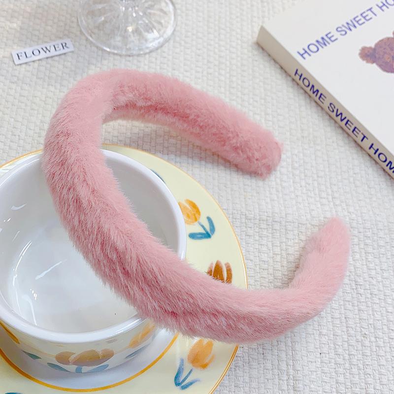 New Colorful Fluffy Hairband For Women Girls Sweet Hair Decorate Headband Plush Hair Hoop Hair Band Fashion Hair Accessories