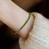 Emerald Green Beaded Bracelet with Gold Clasp – Dainty Minimalist Crystal Bracelet for Women, Luxury Everyday Gift Jewelry