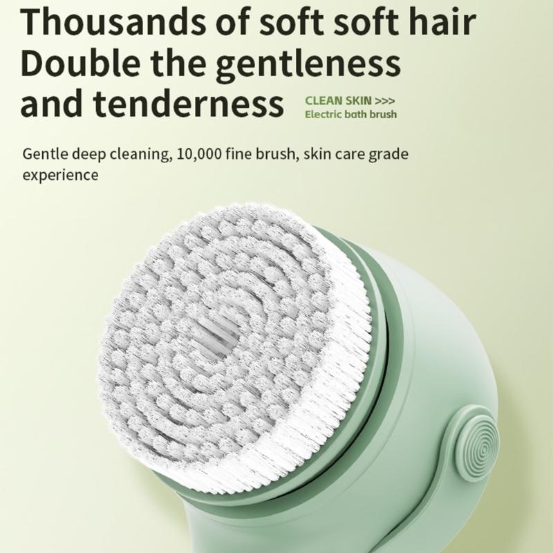 Electric Soft Body Bath Brush Shower Scrubber Double Handle Back Rubbing Machine Long Handle Cleaning Brush Bathroom