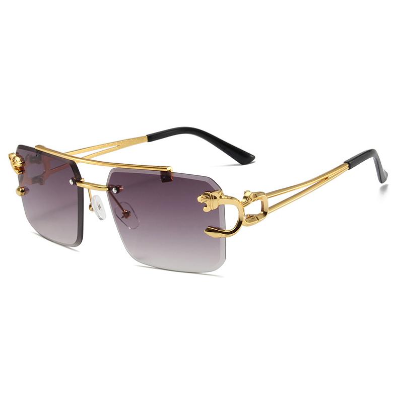 New Fashion Leopard Sunglasses Men Square Uv400 Sun Glasses Women Rimless Vintage Brand Designer Eyewear