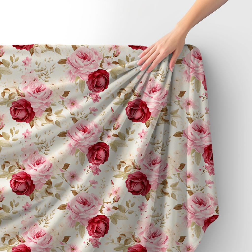 Royal Samt Stoff Polyester Zum Nähen - Motiv Blumen - Rdx2181