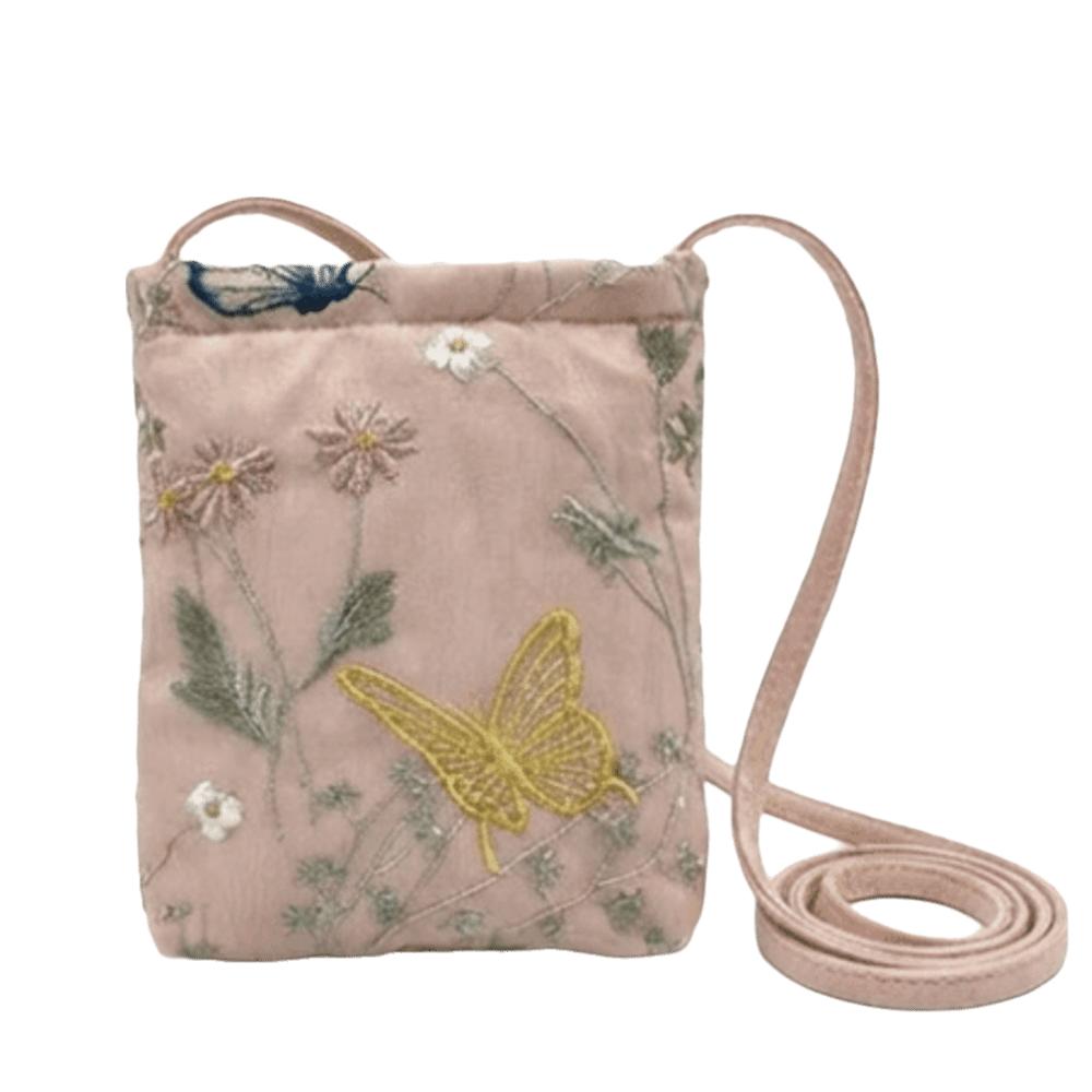 Random Embroidered Prints Chinese Style Shoulder Bag Butterflies Mini Bag Small Square Bag Date розовый