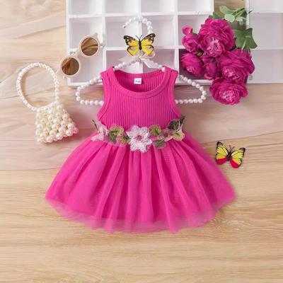 International Girls' Sleeveless Floral Mesh Summer Dress