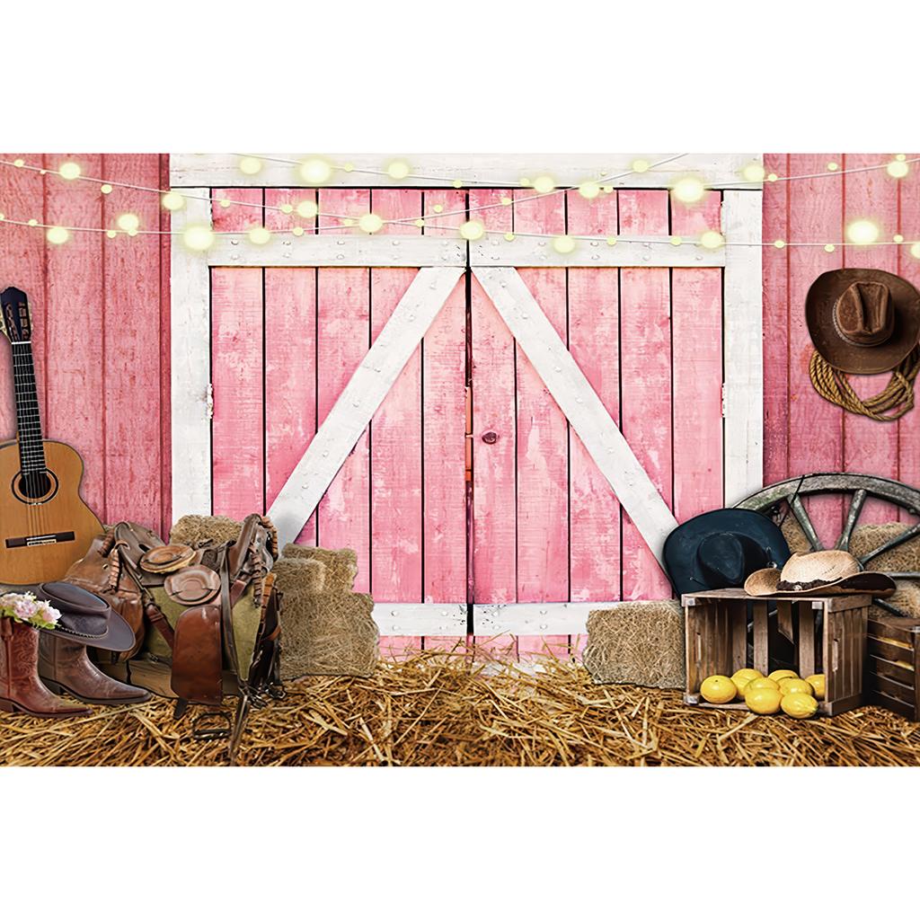 Barn Farm Birthday Backdrop Western Cowboy Photography Background Wood House Door Wild West Rodeo Party Decorations Girl Banner