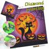 Halloween Full Moon Black Cat Pumpkin Lantern Diamond Painting Full of Diamonds Spider Web Bat Festive Atmosphere DIY Dot Diamond Decorative Painting