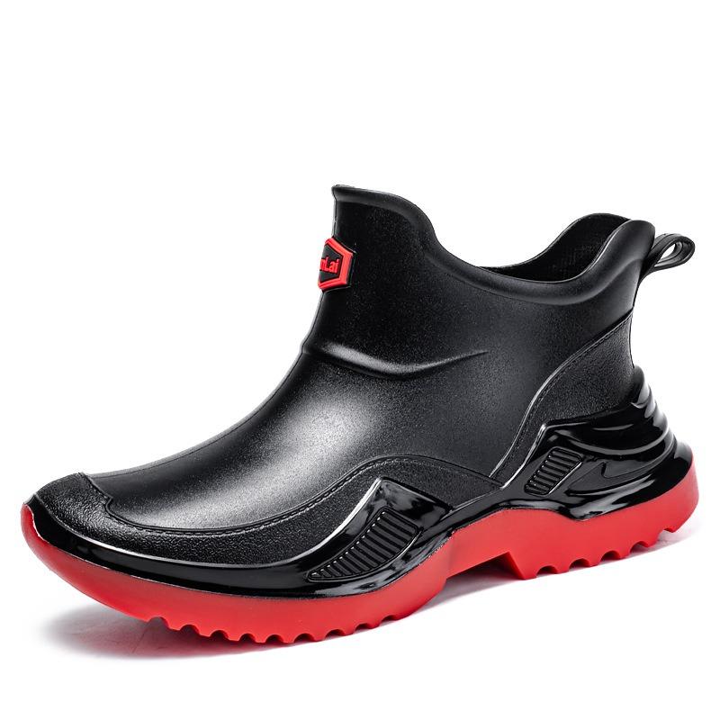 Men's 36-46 Size Large Size Waterproof Short-tube Rain Boots Fashion Casual Thick-soled Water Shoes Outdoor Wear-resistant Boat Shoes