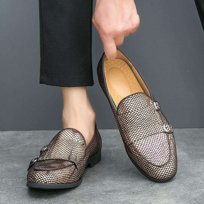 Mode Luxus Gold Herren Spitzschuhe für Hochzeit Weichsohlige Bequeme Flachboden Slipper Herren Business Formelle Schuhe Rutschfest