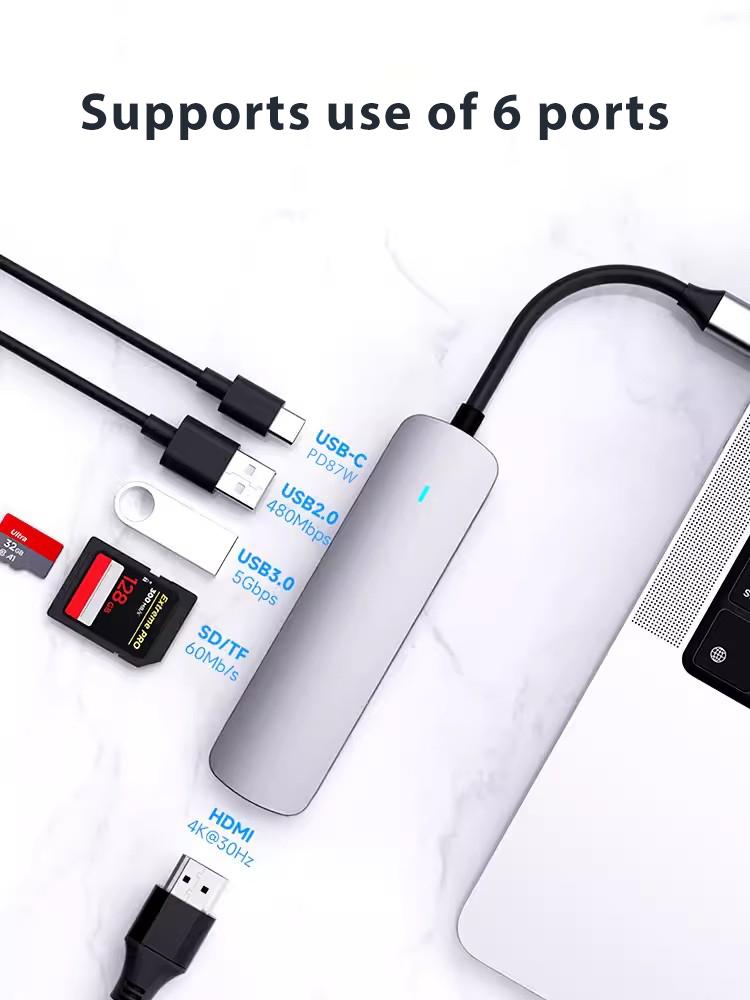 USB 3.0 Type-C Hub to 4K HDMI Adapter Thunderbolt 3 RJ45 USB C Hub VGA TF SD Reader Slot for MacBook Pro M3 M2 Air 13 2022 2021